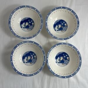 EPOCH NORITAKE PORCELAIN MR SNOWMAN 6 1/2" SOUP/CEREAL BOWLS-CHRISTMAS set of 4